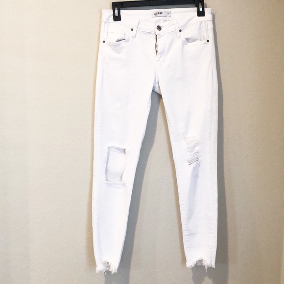 Just Black white destroyed raw hem jeans - Picture 1 of 5
